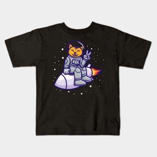 Cat On A Rocket Kids T-Shirt